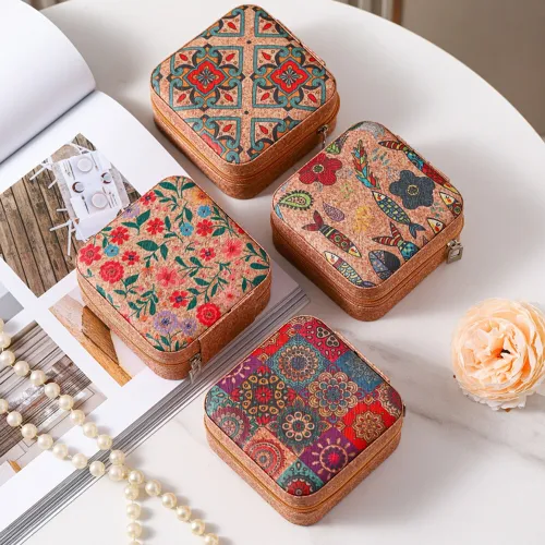 Portable Vintage Flower Print Jewellery Box